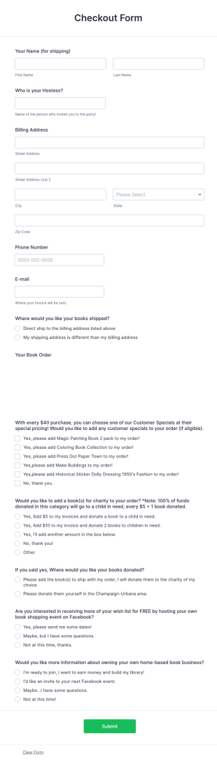 Checkout Form Template