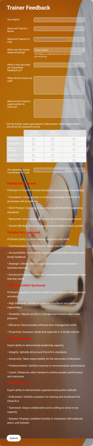 Checkpoint Trainer Feedback Copy Form Template