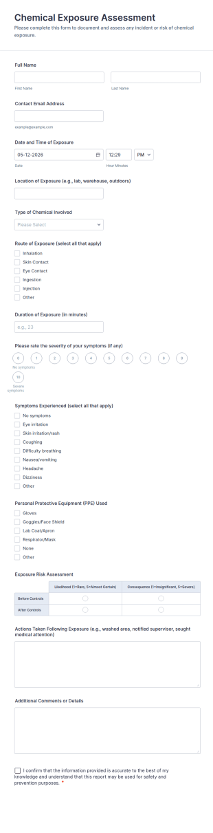 Chemical Exposure Assessment Form Template