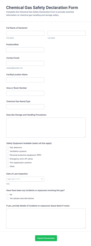 Chemical Gas Safety Declaration Form Template