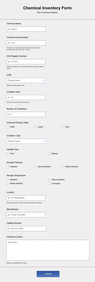 Chemical Inventory Form Template