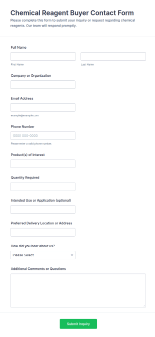 Chemical Reagent Buyer Contact Form Template