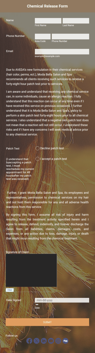 Chemical Release Form Template