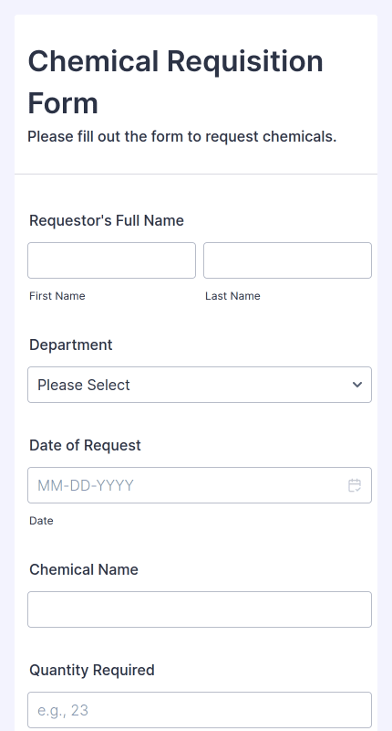 Chemical Requisition Form