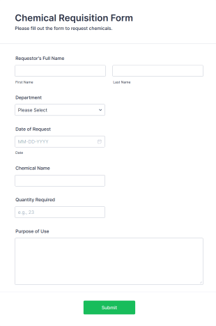 Chemical Requisition Form Template