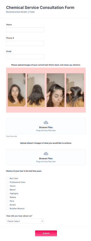 Reconstructive Keratin Consultation Form Template