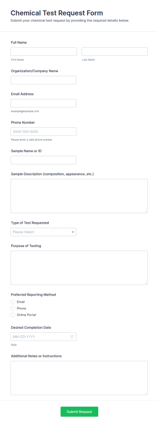 Chemical Test Request Form Template