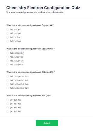 Chemistry Electron Configuration Quiz Form Template