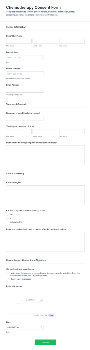 Chemotherapy Consent Form Template