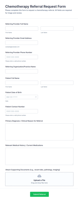 Chemotherapy Referral Request Form Template