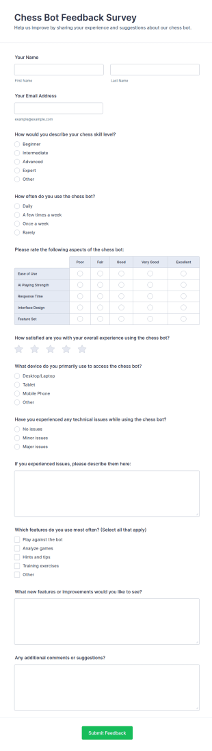 Chess Bot Feedback Survey Form Template