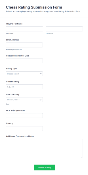 Chess Rating Submission Form Template