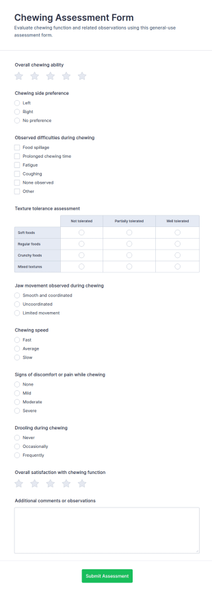 Chewing Assessment Form Template