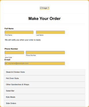 Online Grill Order Form Template