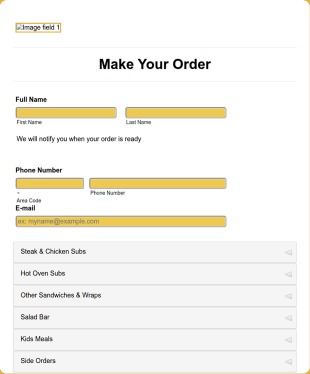 Online Grill Order Form Template