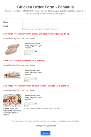 Chicken Order Form Template