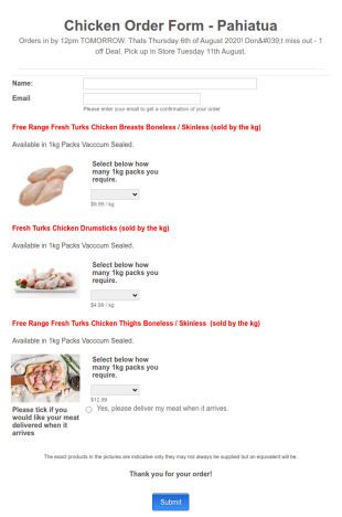 Chicken Order Form Template