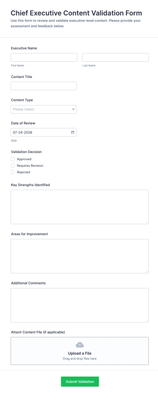 Chief Executive Content Validation Form Template