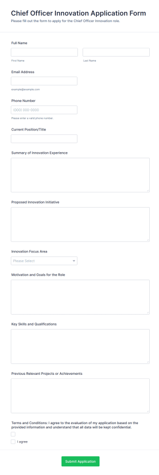 Chief Officer Innovation Application Form Template