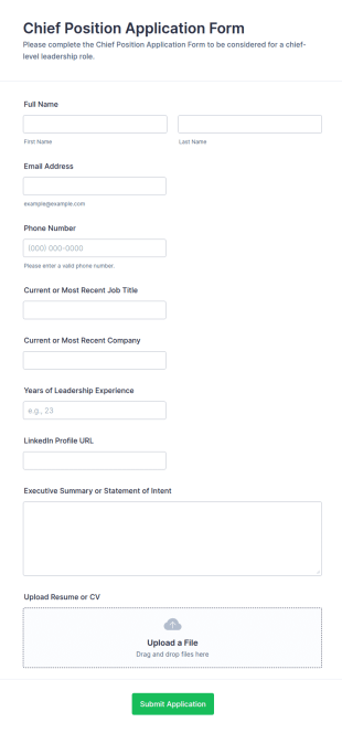 Chief Position Application Form Template