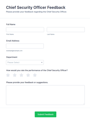 Chief Security Officer Feedback Form Template