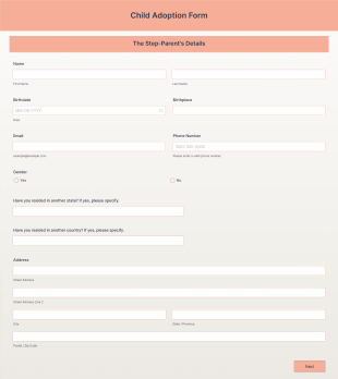 Child Adoption Form Template