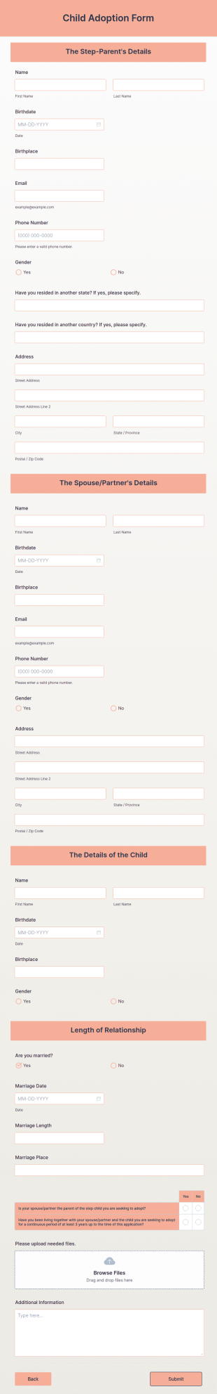 Child Adoption Form Template