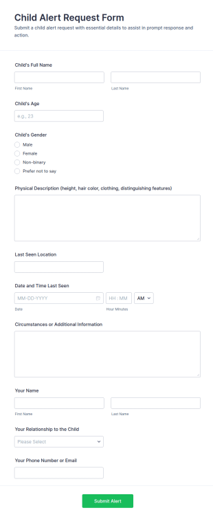 Child Alert Request Form Template