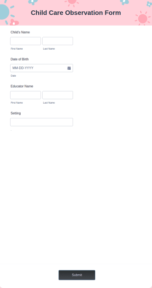 Child Care Observation Form Template