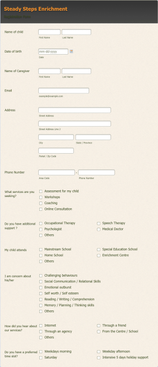 Child Consultation Registration Form Template