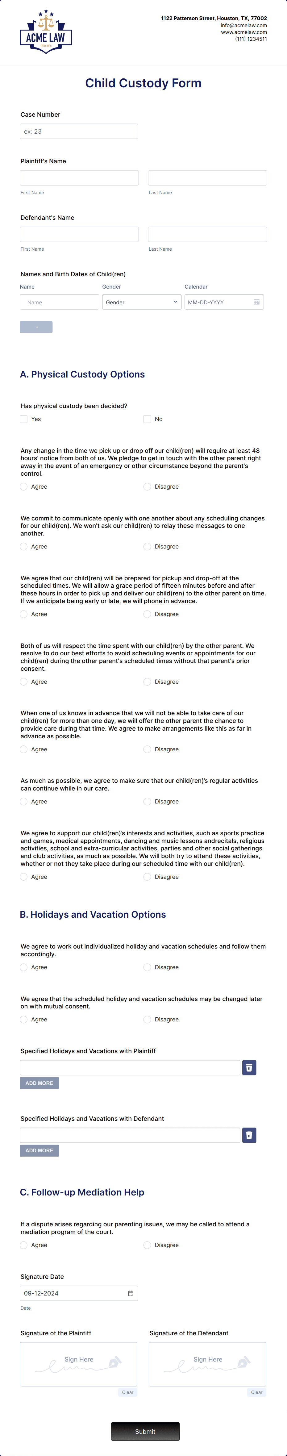child-custody-form-template-jotform for Free Printable Child Custody Forms Texas Child Custody Form Template | Jotform for Free Printable Child Custody Forms Texas