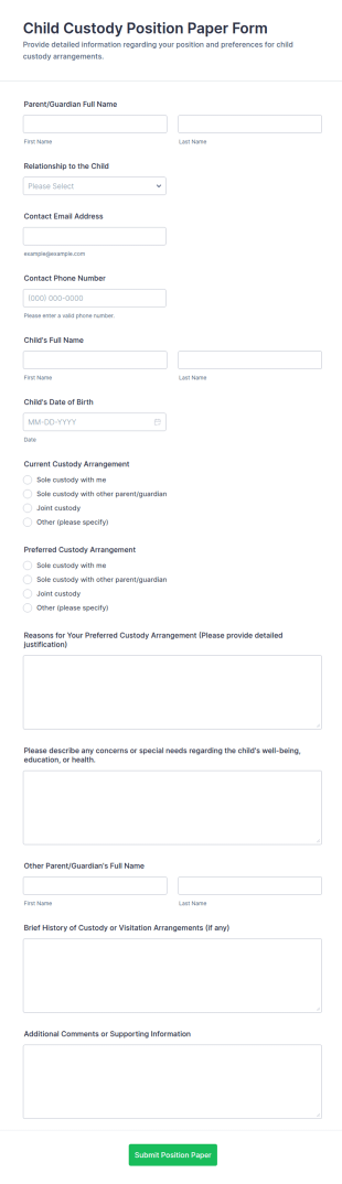 Child Custody Position Paper Form Template