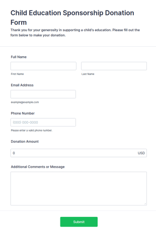 Child Education Sponsorship Donation Form Template