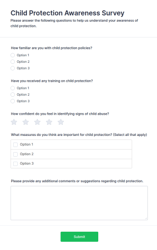 Child Protection Awareness Survey Form Template