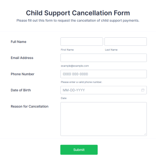 Child Support Cancellation Form Template
