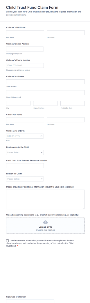 Child Trust Fund Claim Form Template