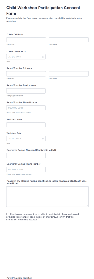 Child Workshop Participation Consent Form Template