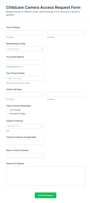 Childcare Camera Access Request Form Template