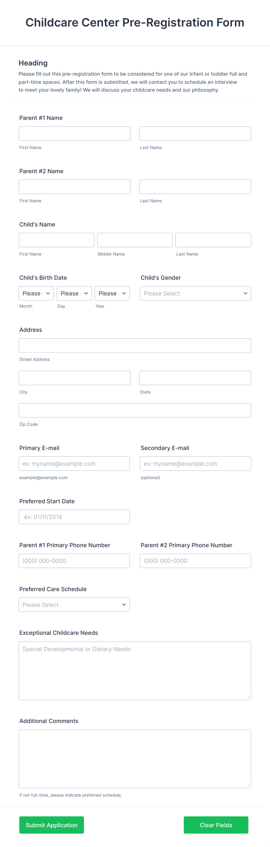 childcare-center-pre-registration-form-template-jotform for Free Printable Daycare Enrollment Forms Childcare Center Pre-Registration Form Template | Jotform for Free Printable Daycare Enrollment Forms