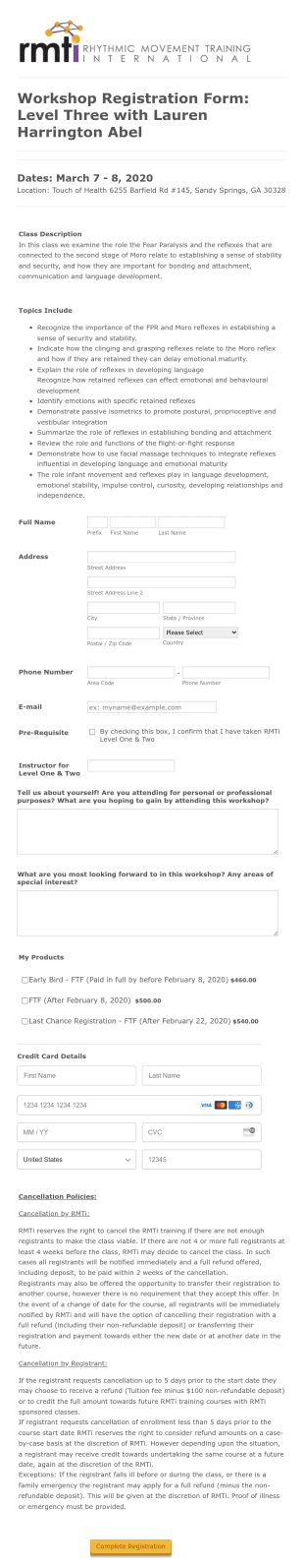 Childcare Workshop Registration Form Template