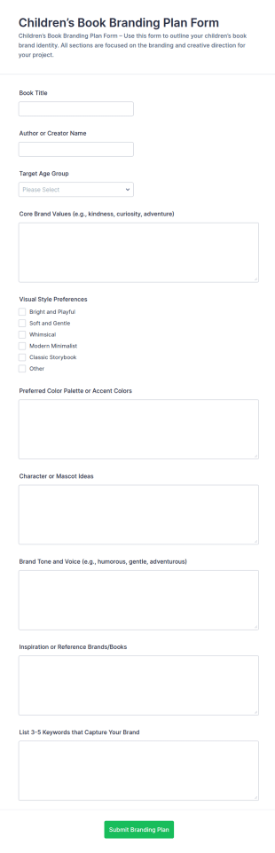 Children’s Book Branding Plan Form Template