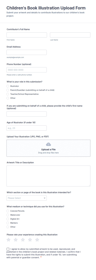 Children's Book Illustration Upload Form Template