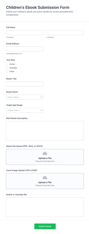 Children's Ebook Submission Form Template