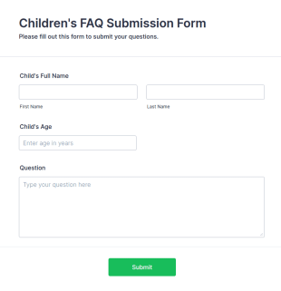Children's FAQ Submission Form Template