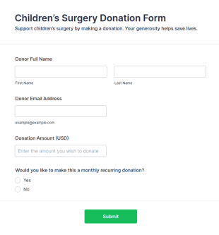 Children’s Surgery Donation Form Template