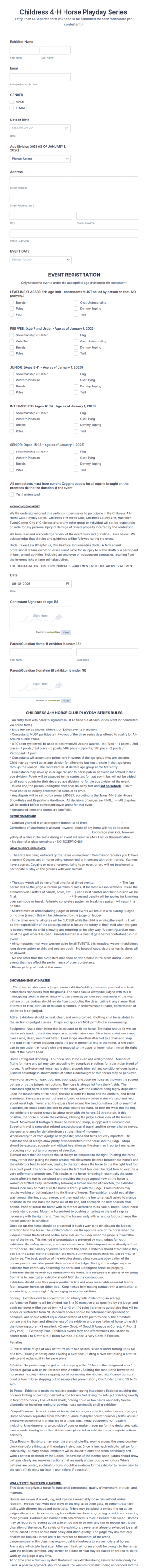 4 H Horse Project Form Template