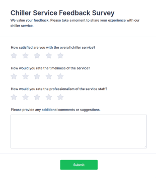 Chiller Service Feedback Survey Form Template