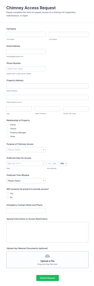 Chimney Access Request Form Template