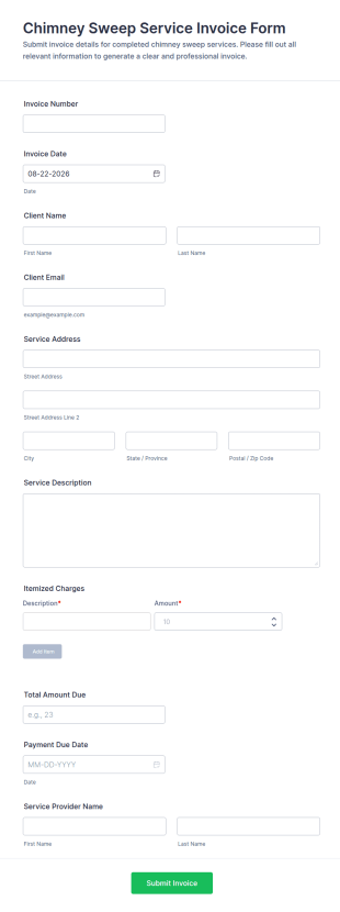 Chimney Sweep Service Invoice Form Template