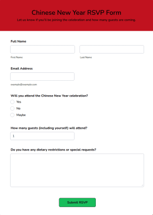 Chinese New Year RSVP Form Template